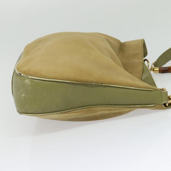 GUCCI Bamboo Shoulder Bag Suede Beige Gold 001 58 001 58 - Picture 5 of 12